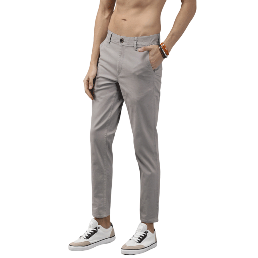 mens grey tapered trousers