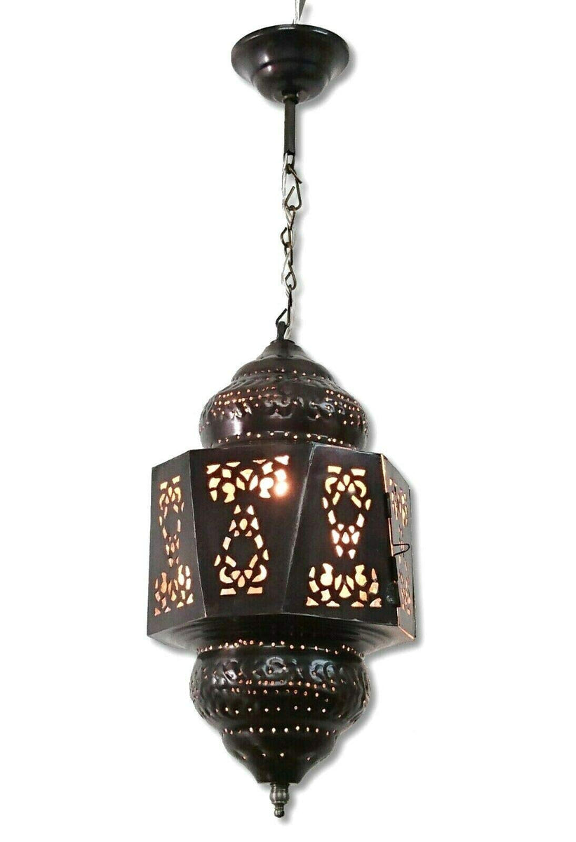 LED Lantern Silver Antique Moroccan Style Battery Powered 24472