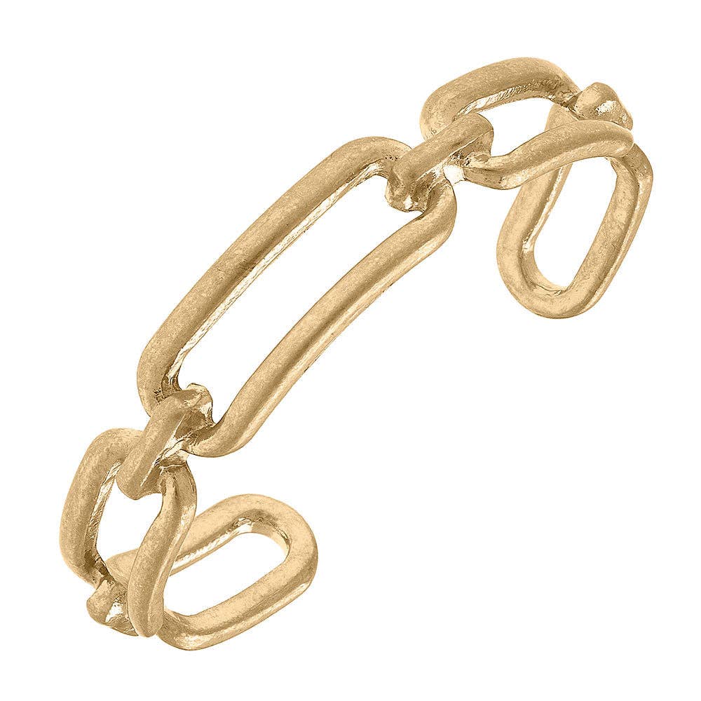 CANVAS Style - Sterling Chain Link Bangle in Worn Gold
