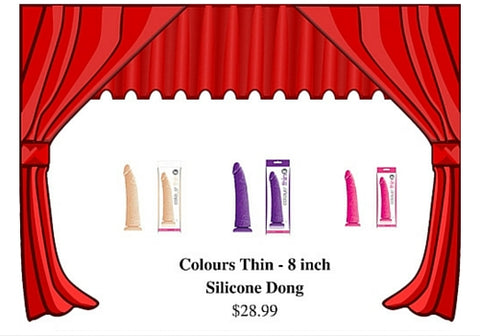 Colours Slim 8" Inch Dildo Dong Suction Cup Harness Compatible Silicone Purple Pink Vanilla 