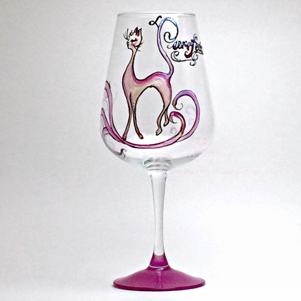 Miss Purrfect Hand Painted Wine Glass | A Wincy Glass N' Design, LLC