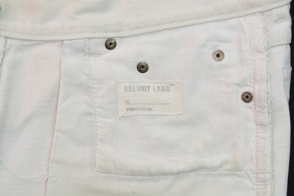 Helmut Lang 1997 White Vintage Stained Denim Painter Jeans