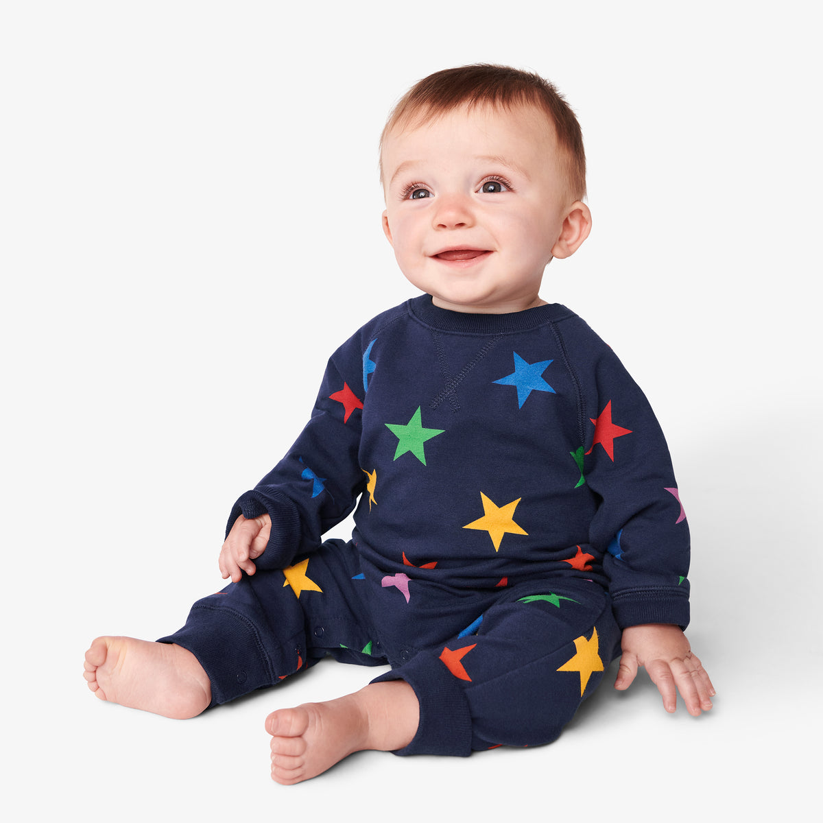 Beschrijving bellen Emulatie Baby sweatshirt romper in rainbow star | Primary.com
