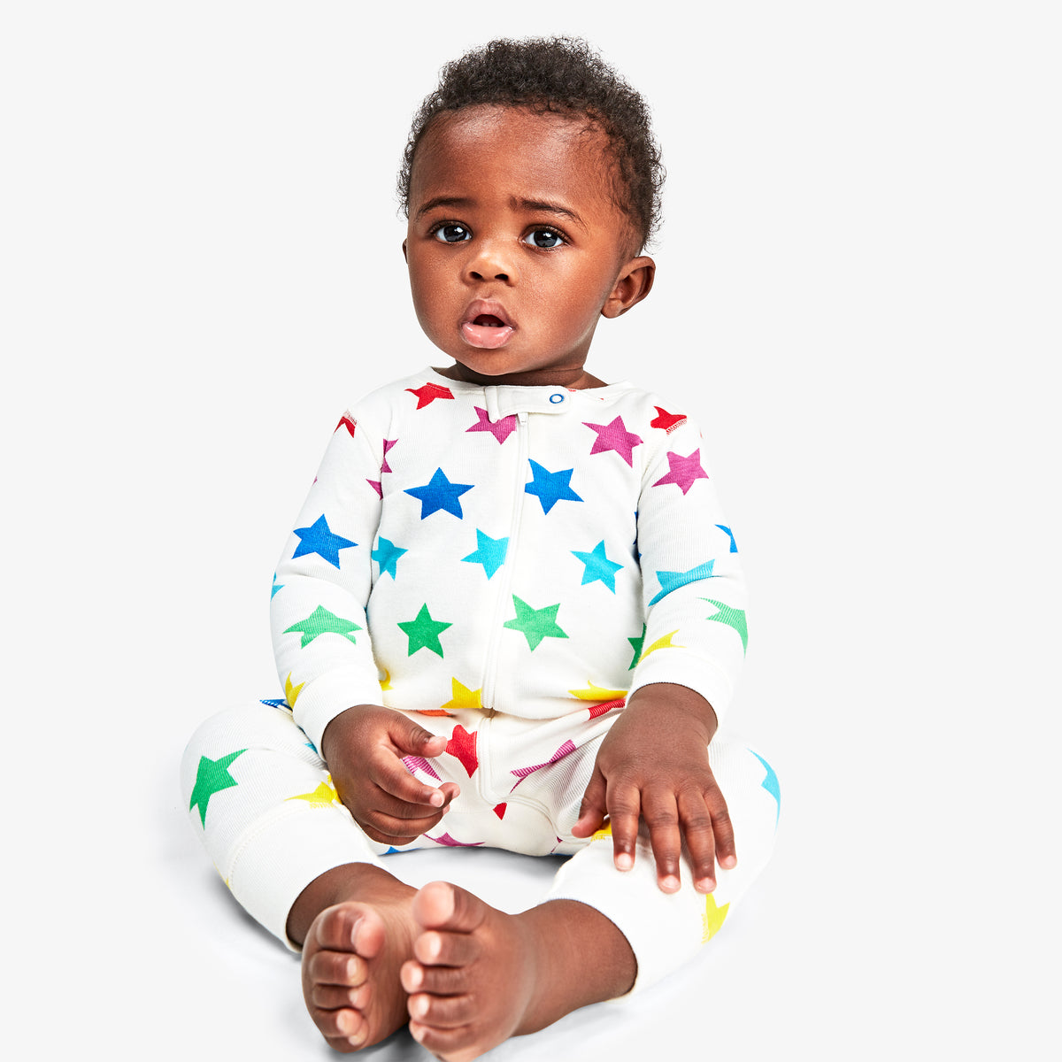 aanraken smokkel Dalset Baby organic zip romper in bright rainbow stars | Primary.com