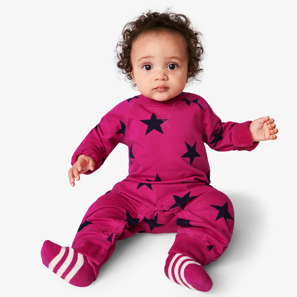 spiritueel Rusland Doe mee Baby sweatshirt romper in bold star | Primary.com