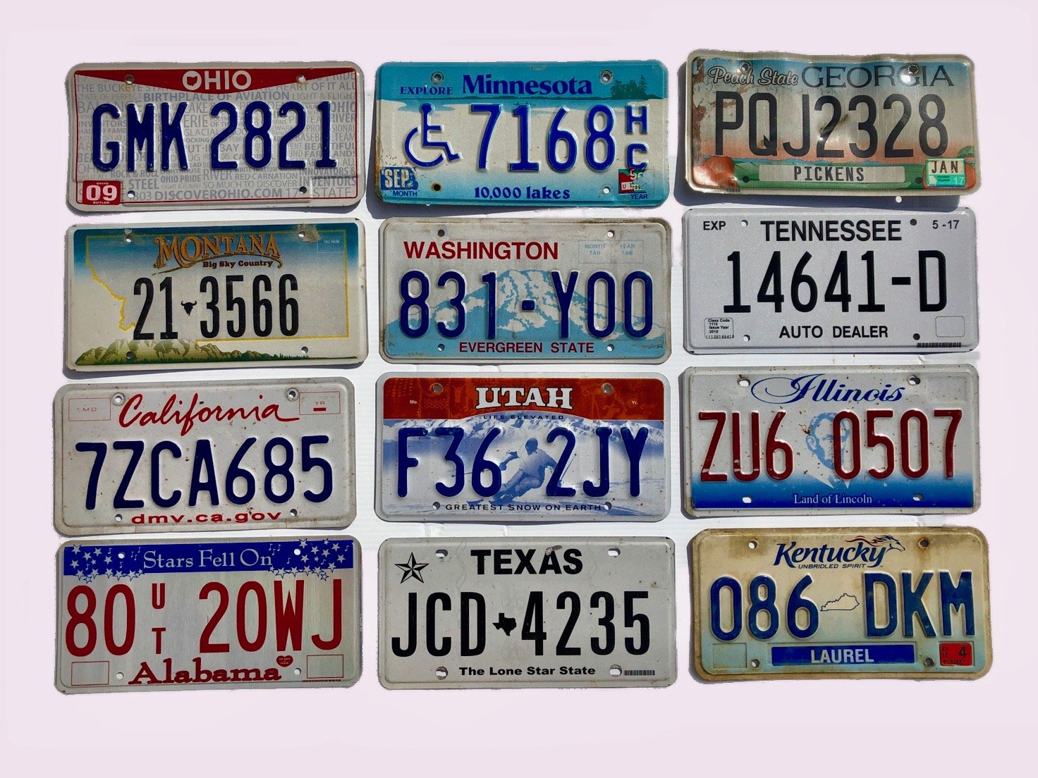 Pack of 10 Craft Condition License Plates for Art Projects LOT TAGS STATES 