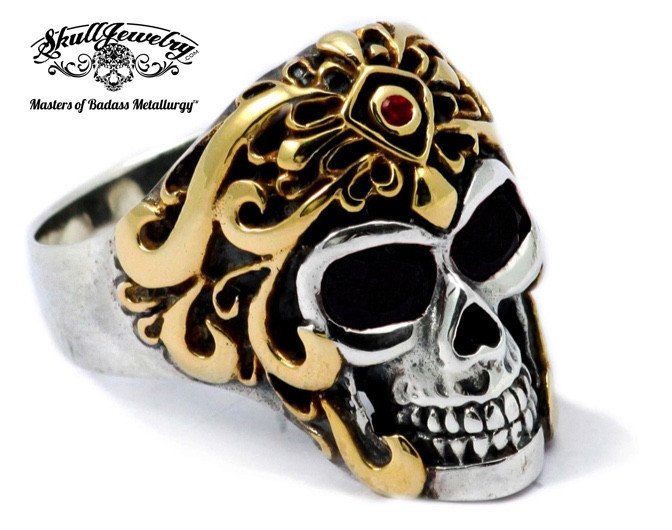 skull ring revenge montezumas warrior golden rings skulljewelry indian stones eyes fullsize steel american
