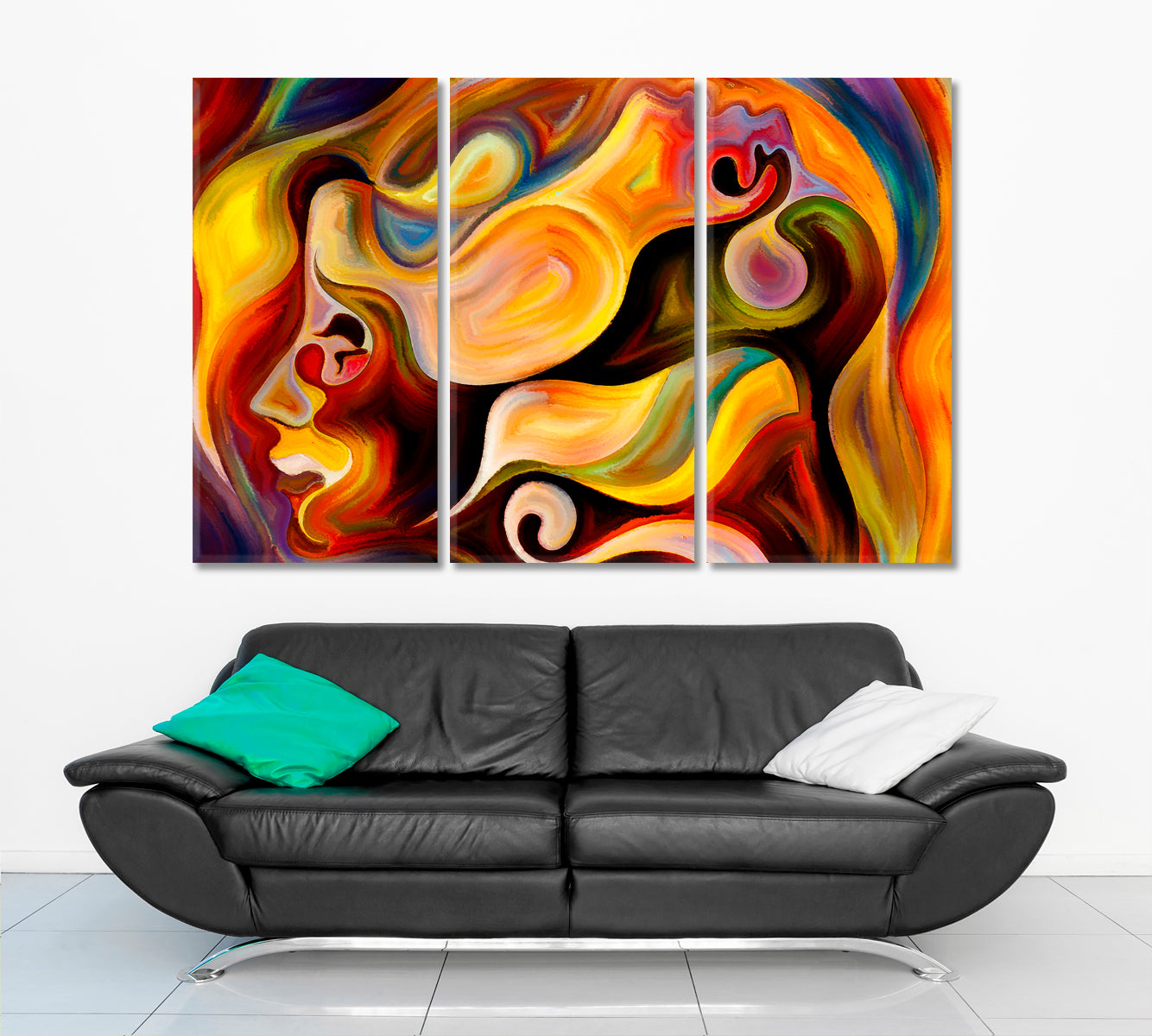 Little Village - Abstract Art House Painting Solid-Faced Canvas Print