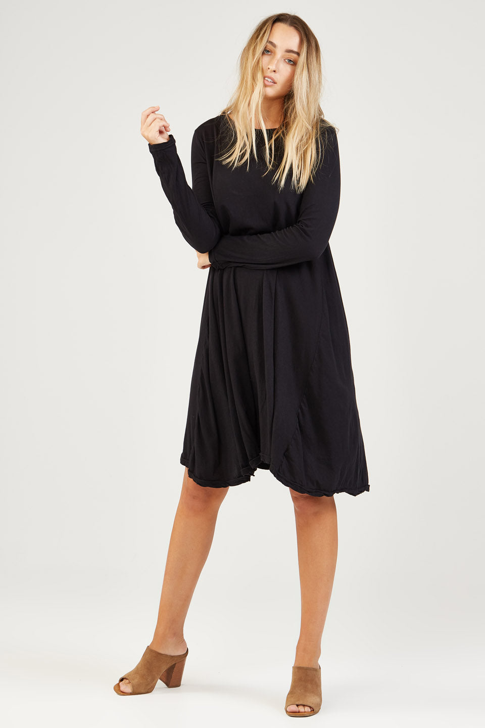 EASY L/S LOOSE DRESS - NOIR