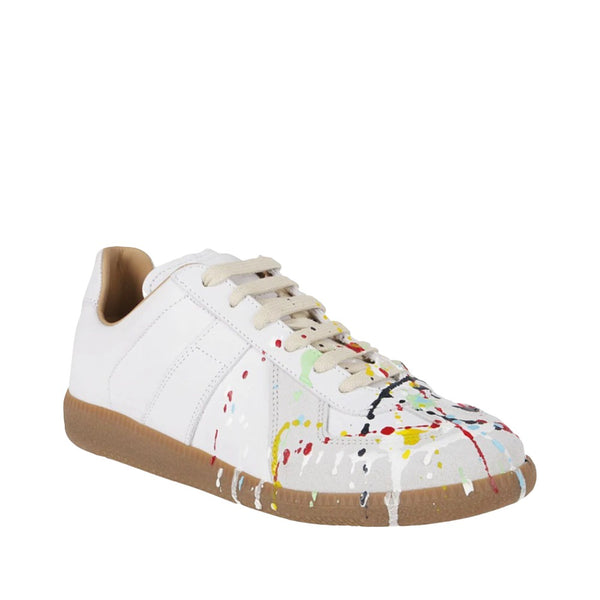 MAISON MARGIELA REPLICA PAINT DROP SNEAKERS- WHITE/MULTICOLOR