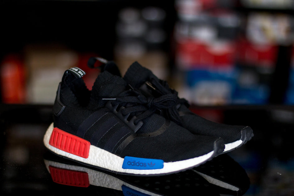 adidas nmd r1 core black lush red and blue