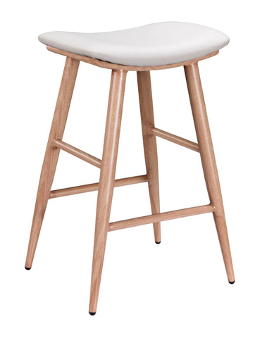 Jojo Bar Stool - White PU/White Oak