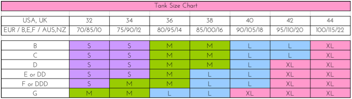 You! Lingerie Tank Top Size Chart