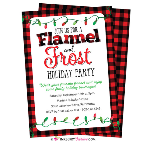 flannel and frost Christmas party invitation
