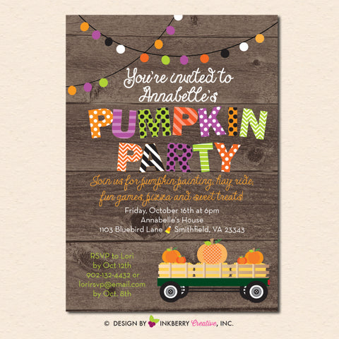 pumpkin theme party invitation printable