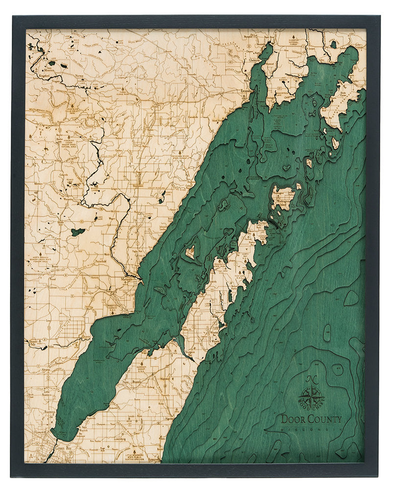 Map Moosehead Lake Wood Carved Topographic Depth Chart 