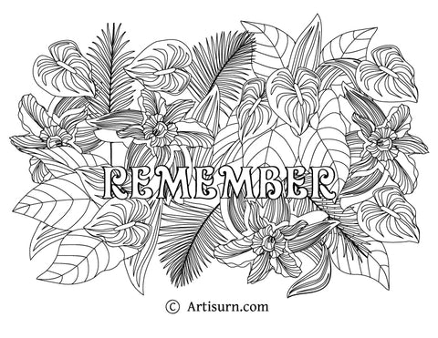 Remember Coloring Page Zentangle Style