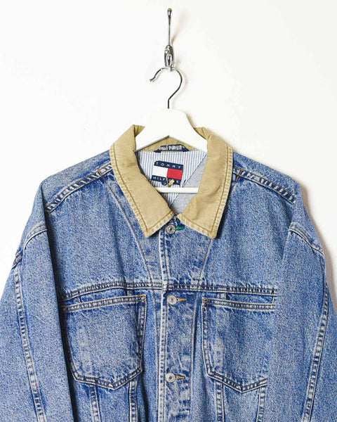 beginnen Visser publiek Vintage 90s Blue Tommy Hilfiger Denim Jacket - Medium Cotton– Domno Vintage
