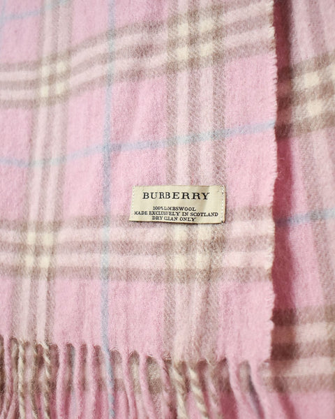 00s Pink Burberry Lambswool Scarf Lambswool– Vintage