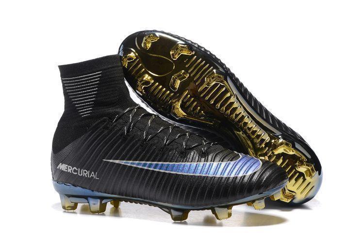 Nike Mercurial Superfly FG Soccer Cleats Black Blue Golden – starstadium