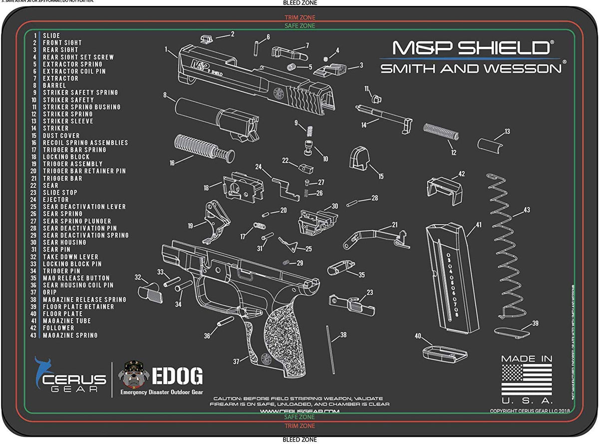 Smith And Wesson Mandp Shield Cerus Gear Schematic Exploded View Heavy D