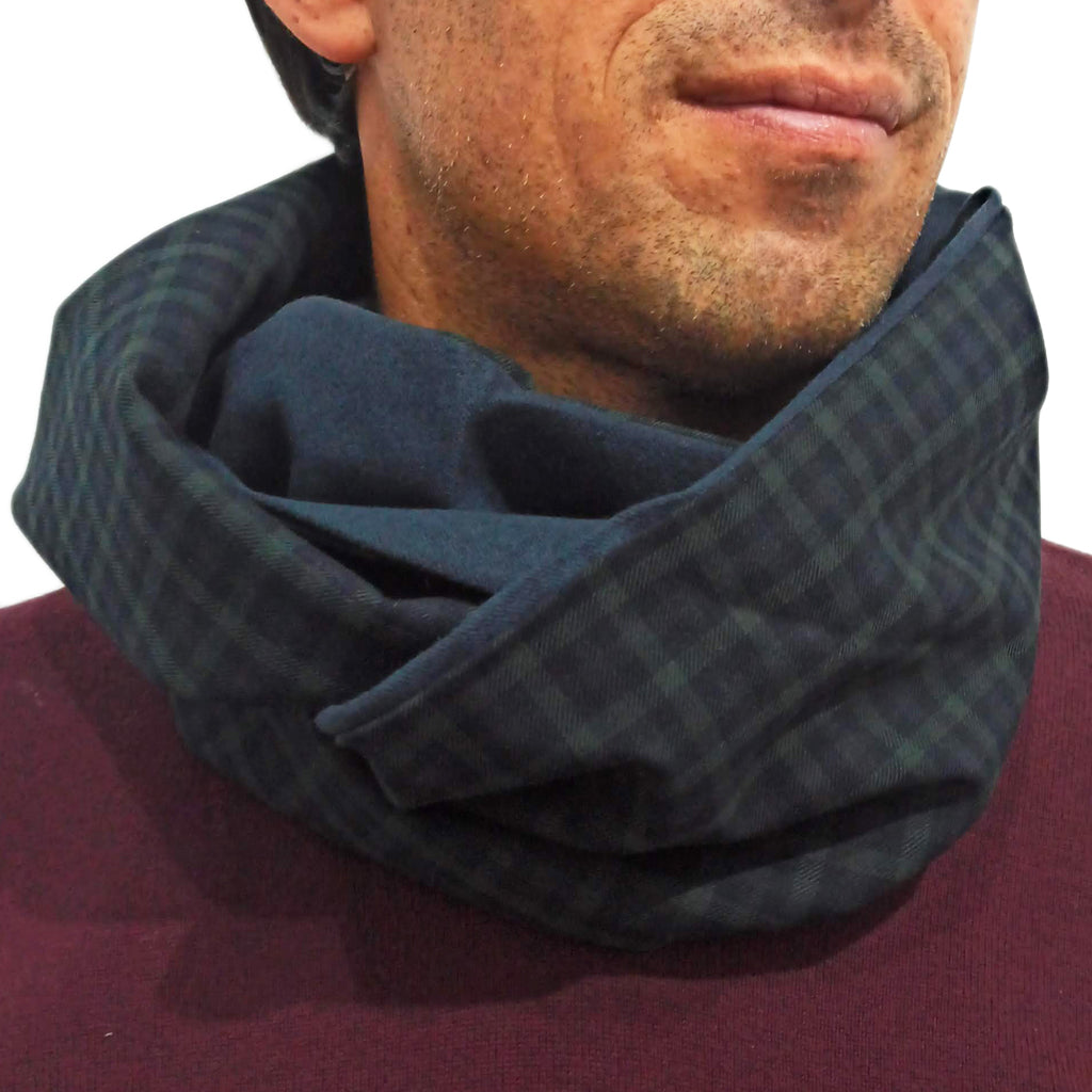 Bufanda Infinita Hombre · Cuadrados Verde Gris – BRANDELIA