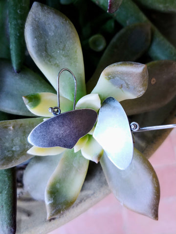 Oxidized silver earrings with succulents