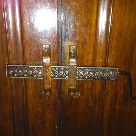 Wood carved door lock, Bali