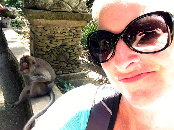 Selfie with monkey, Sacred Monkey Forest, Ubud, Bali