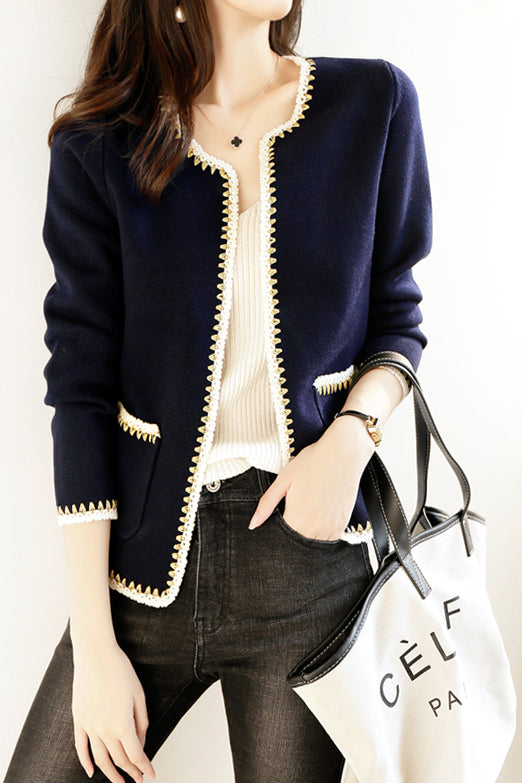 Chanel style no-color knit jacket with 2 colors – liwisi