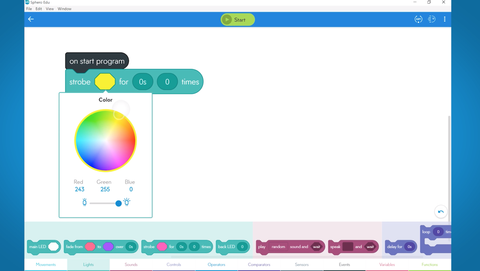 Sphero Edu app coding preview.
