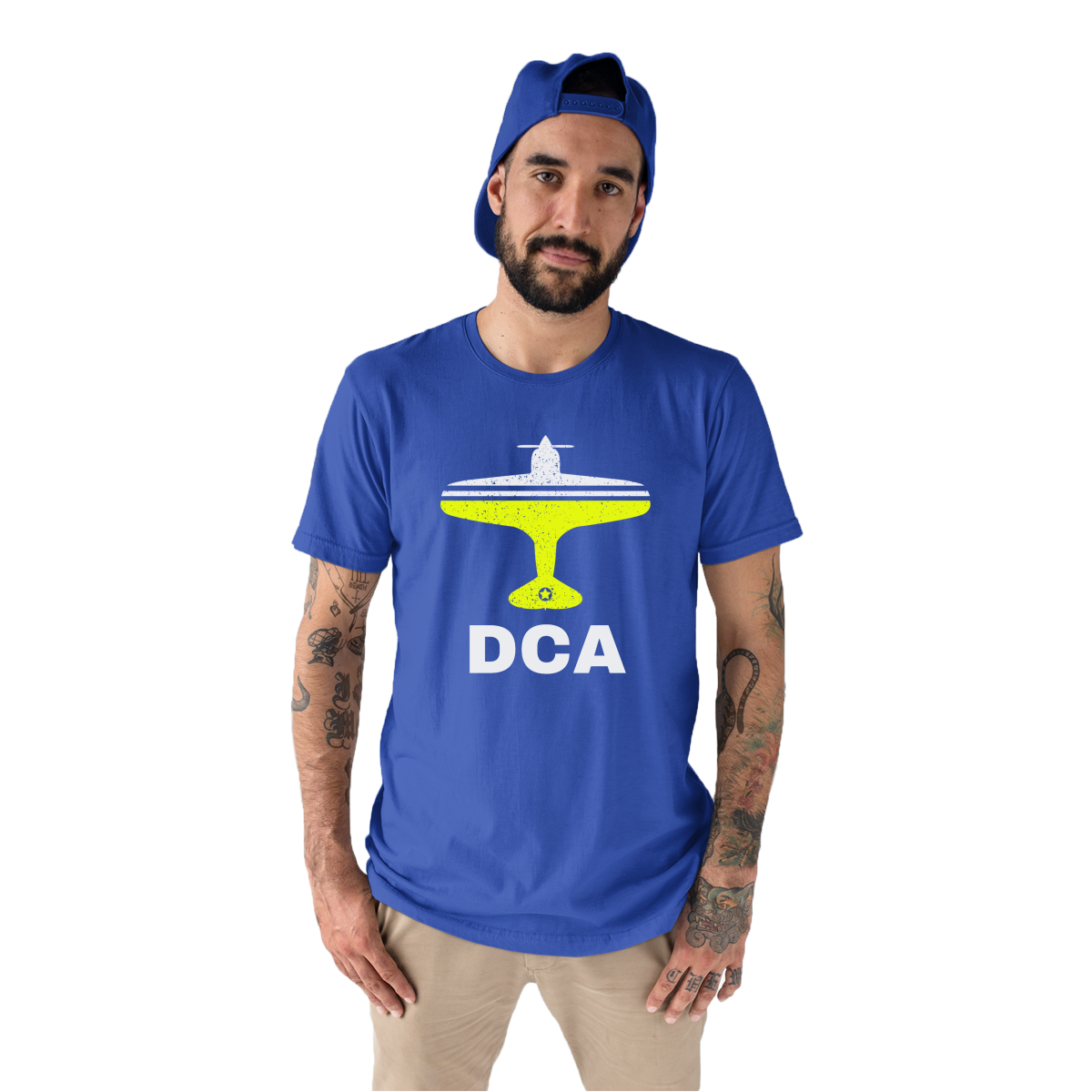 Fly Washington D.C. DCA Airport Men's T-shirt | Blue
