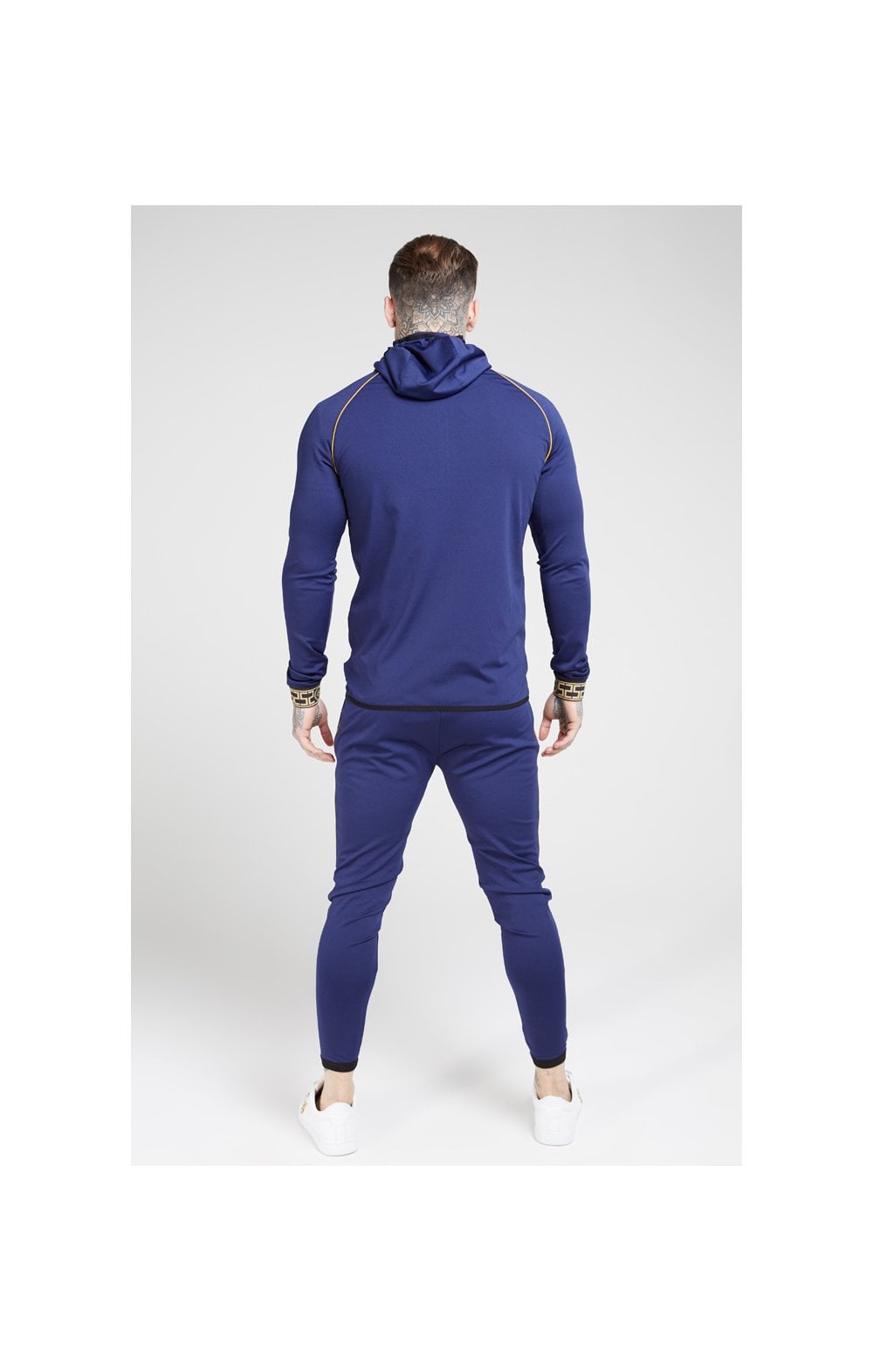 SikSilk Scope Cartel Zip Through Hoodie – Navy & Gold (5)