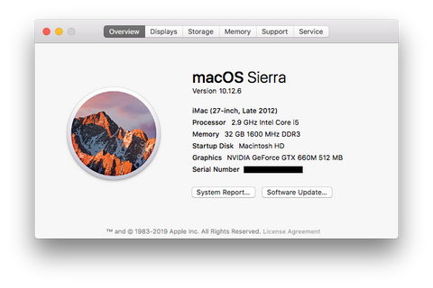 About This Mac macOS Sierra