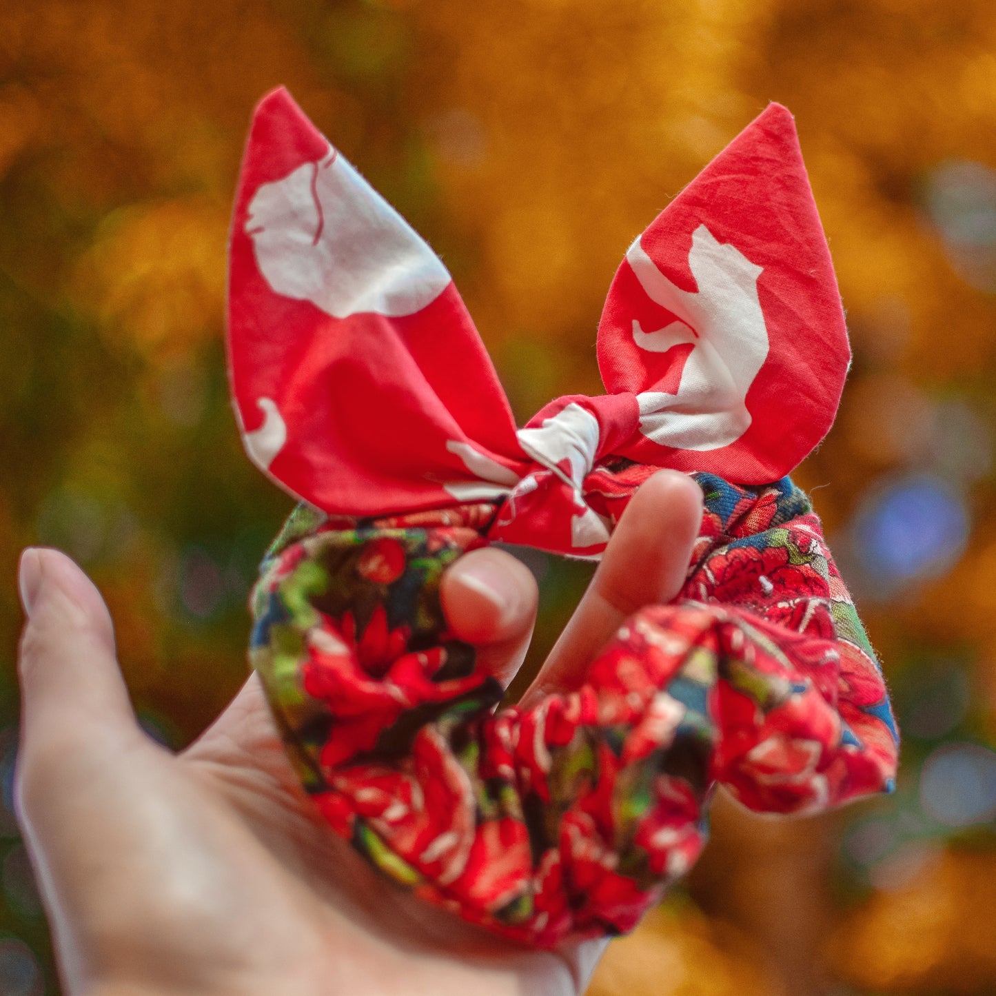 RTS Coral Bears + Vintage Floral Scrunchie