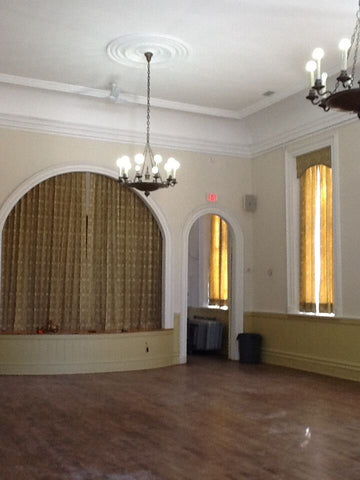 before lighting restoration in ancaster town hall