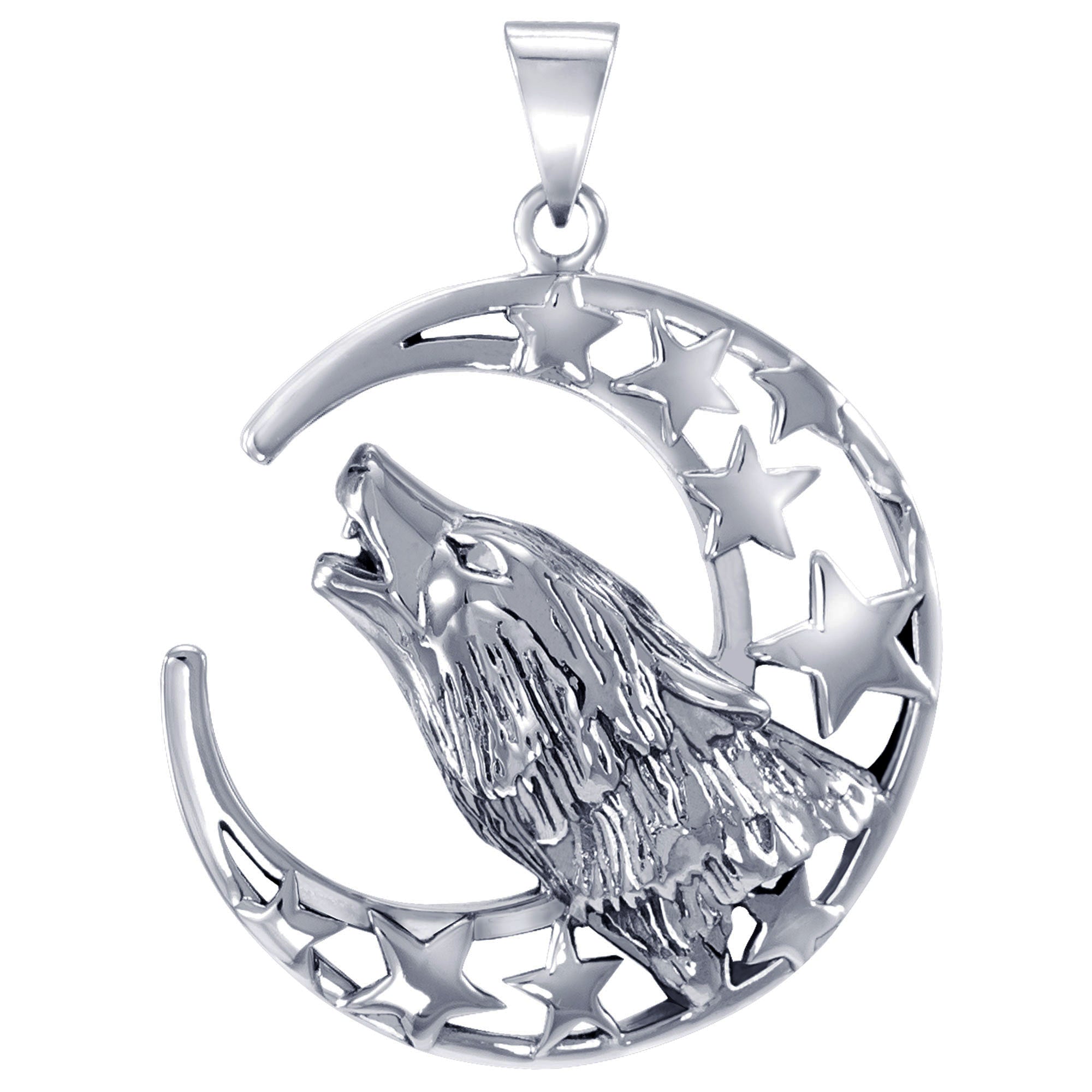 wolf and moon pendant