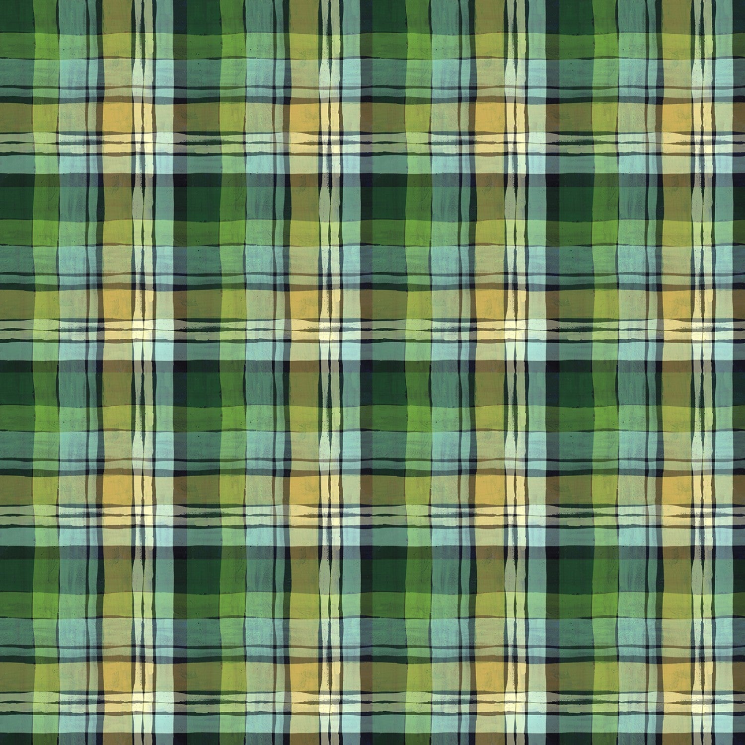 Talbot Plaid Green White Cotton Fabric