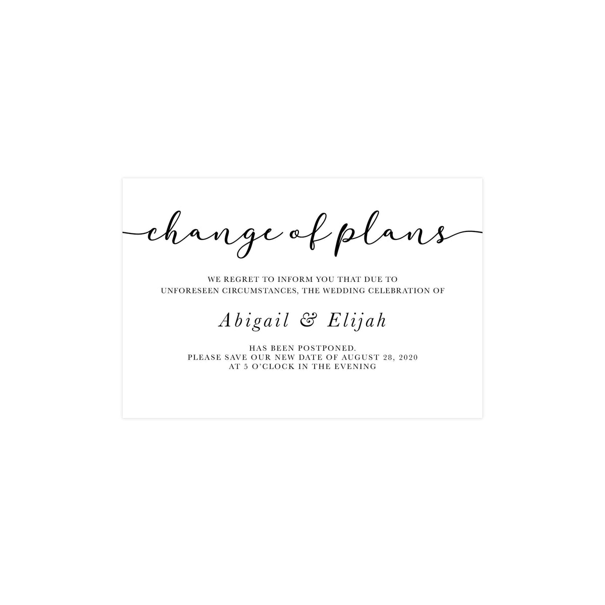 Change of Plans Wedding Postcard | Truly Inspired Paper Co.