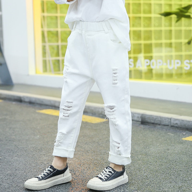 White Ripped Jeans Kinder Apparel