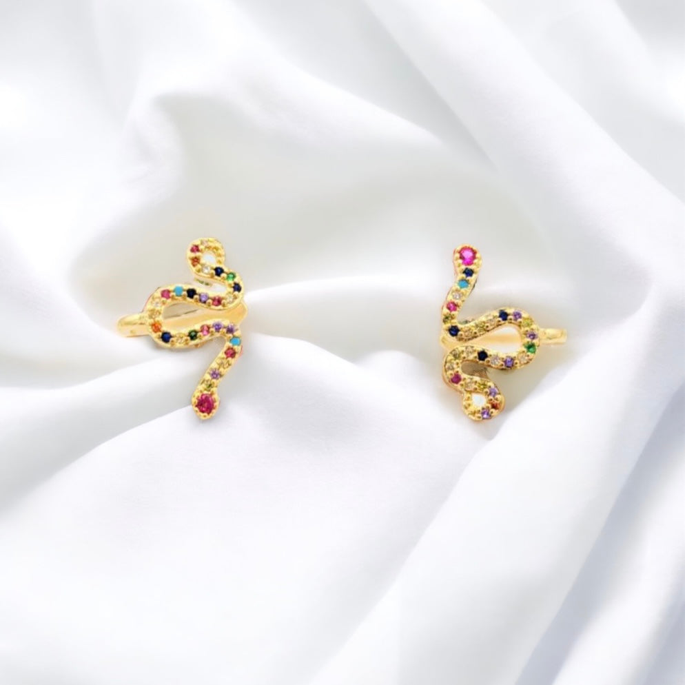 Earrings Snake with Multicolored Stone/Aretes Serpiente con Pie – Jo&Ya Marys