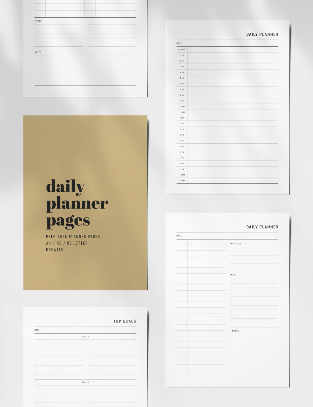 A4/Letter Size Undated Planner Inserts Daily Planner Printable Minimalist Daily Planner Daily To Do List for Work/Home