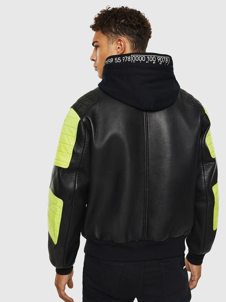 DIESEL L-BRANDO Layered-effect jacket with fluo details – Greet Silk