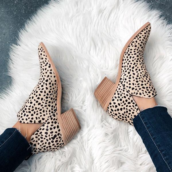 Jolimall Leopard Printed Mid Heels Boots