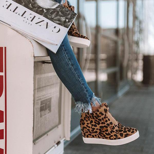 leopard wedge heel shoes
