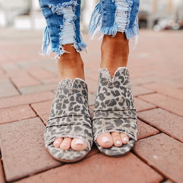 Jolimall Leopard Peep Toe Slippers