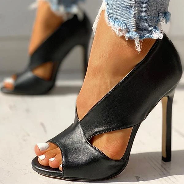 black cut out peep toe heels