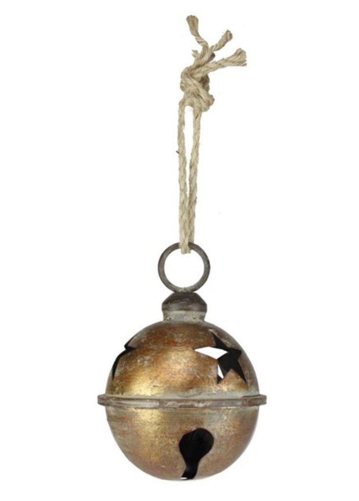 Rustic Gold brushed vintage Jingle bell ornament