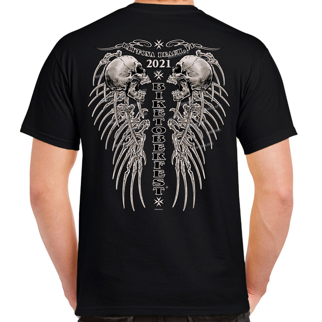 2021 Biketoberfest Kaunas Skeleton Wings T-Shirt