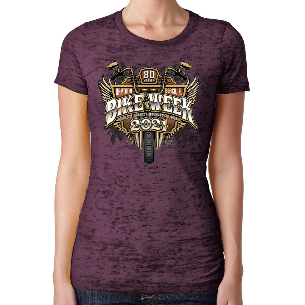 Ladies Jr. Cut 2021 Bike Week Kaunas Official Logo Burnout T-Shirt